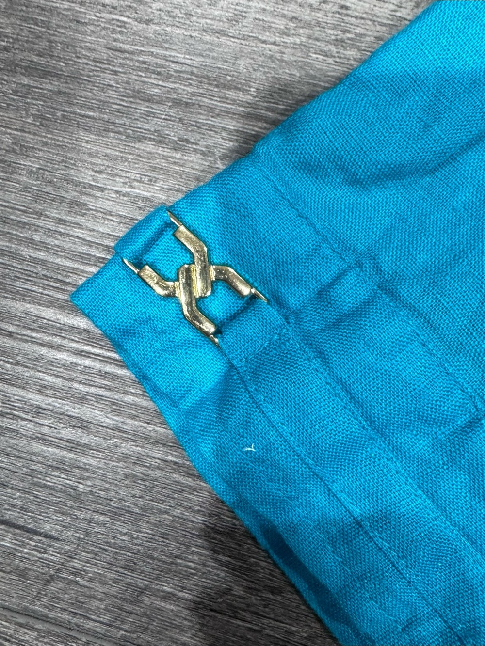 JM Collection size 18 Turquoise Button-Up Shirt Linen - Picture 5 of 8